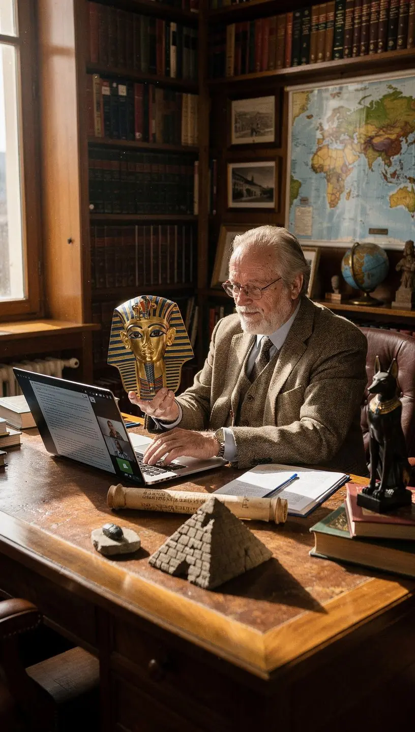 Eine Illustration von verschiedenen Kulturen der Welt, die in einer Zeitleiste angeordnet sind.